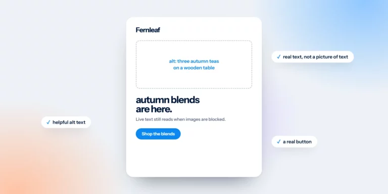 An email with images turned off, still readable thanks to live text and alt text