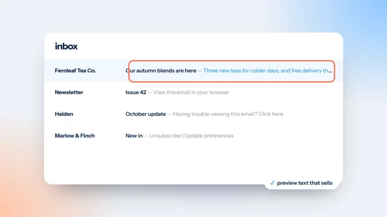 An email inbox with one message whose preview text is highlighted
